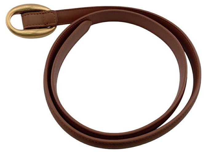 Yves Saint Laurent schmaler Ledergürtel Golden - Ansicht 6