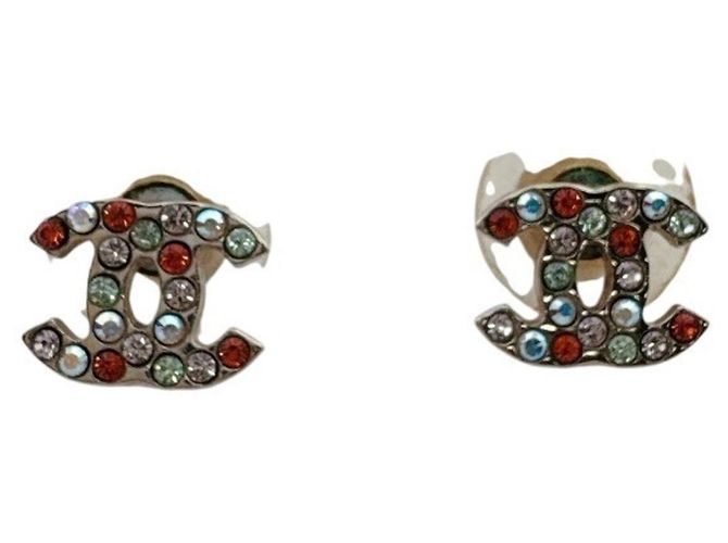 Orecchini a lobo in metallo argentato Chanel Argento - vista 12