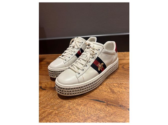 Gucci Ace Bee Platform Sneaker Weiß Rot Blau - Ansicht 11