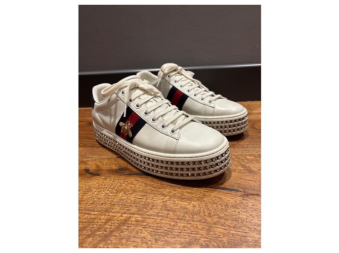 Gucci Ace Bee Platform Sneaker Weiß Rot Blau - Ansicht 12