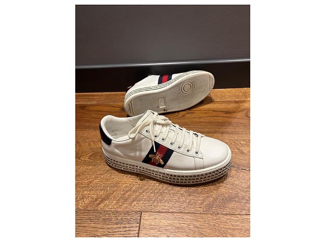 Gucci Ace Bee Platform Sneaker Weiß Rot Blau - Ansicht 5