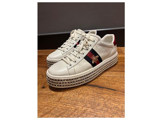 Gucci Ace Bee Platform Sneaker Weiß Rot Blau - Ansicht 6