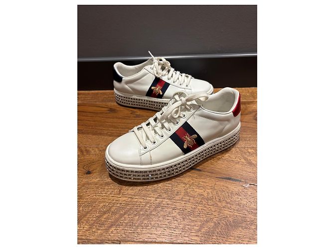 Gucci Ace Bee Platform Sneaker Weiß Rot Blau - Ansicht 9