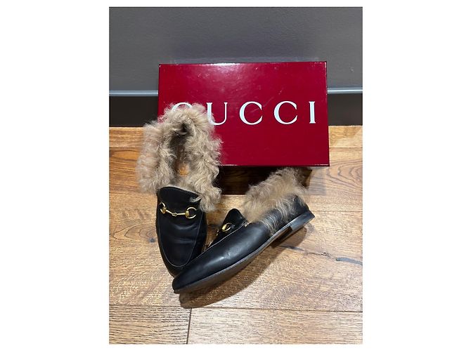 Mocassini Gucci Princetown foderati in pelliccia Nero - vista 4