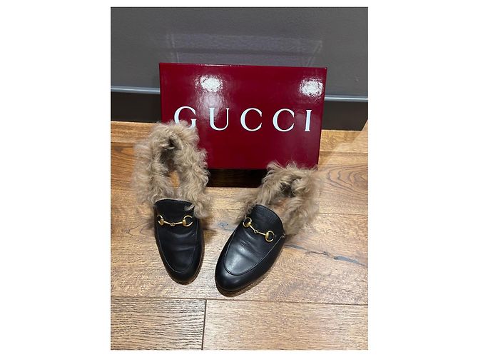 Mocassini Gucci Princetown foderati in pelliccia Nero - vista 5