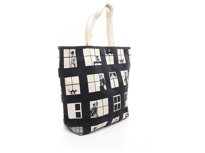 Chanel Window Line Tote Bag Schwarz Weiß - Ansicht 2