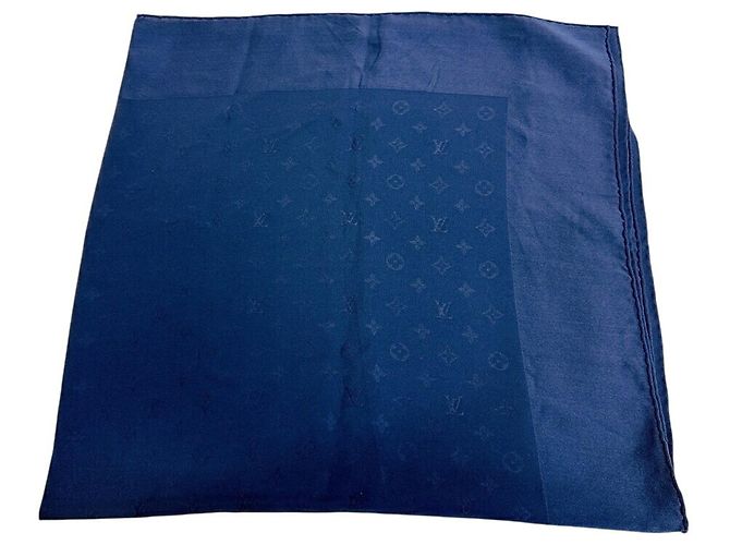 Sciarpa in seta Monogram Louis Vuitton Blu navy - vista 10