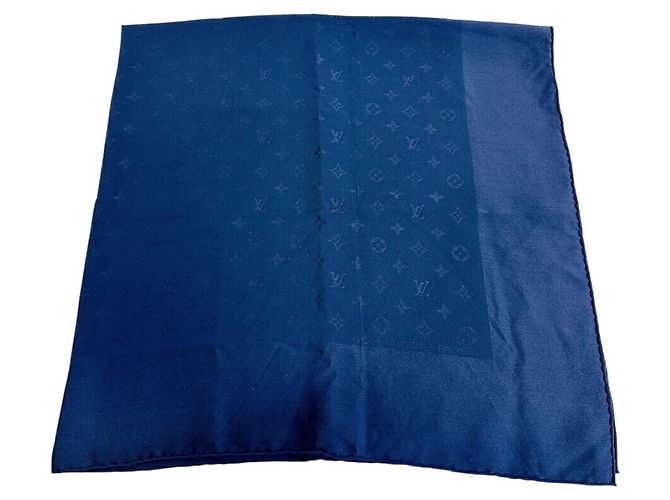 Sciarpa in seta Monogram Louis Vuitton Blu navy - vista 11