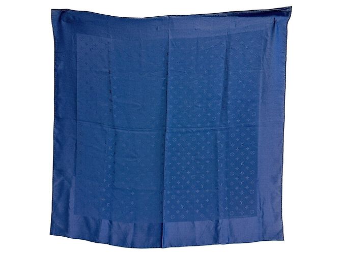 Sciarpa in seta Monogram Louis Vuitton Blu navy - vista 3