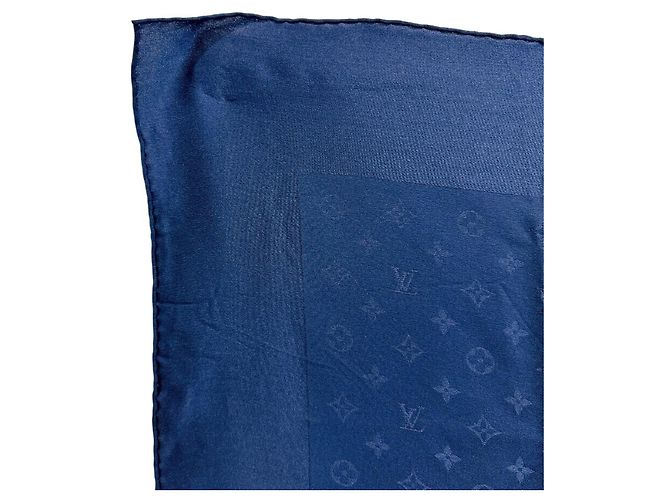Sciarpa in seta Monogram Louis Vuitton Blu navy - vista 4
