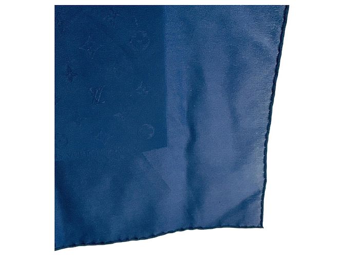Sciarpa in seta Monogram Louis Vuitton Blu navy - vista 7