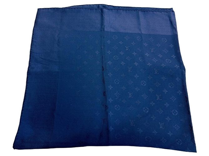 Sciarpa in seta Monogram Louis Vuitton Blu navy - vista 8