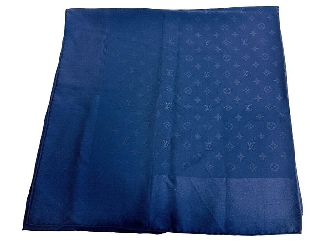 Sciarpa in seta Monogram Louis Vuitton Blu navy - vista 9