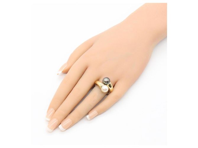 Cartier Perla Toi et Moi Perlenring Braun Weiß Golden - Ansicht 9