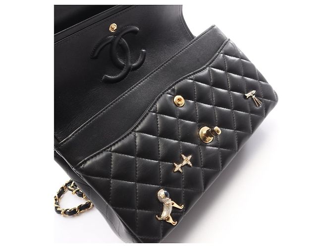 Borsa a tracolla Chanel Matelassé Double Flap Nero - vista 13