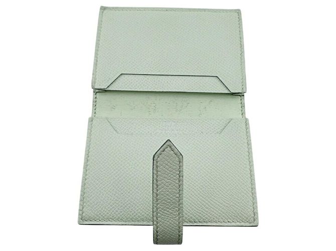 Hermès Hermes Bearn Mini Visitenkartenetui aus Leder in Grün und Weiß - Ansicht 7