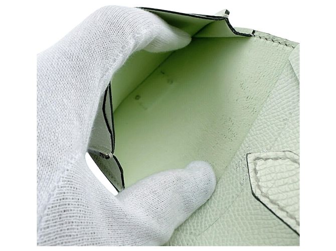 Hermès Hermes Bearn Mini Visitenkartenetui aus Leder in Grün und Weiß - Ansicht 8