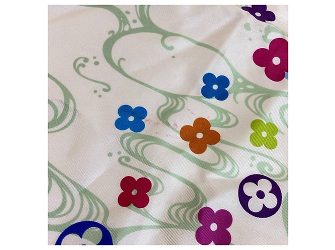 Foulard in seta Louis Vuitton Bianco Verde chiaro - vista 5