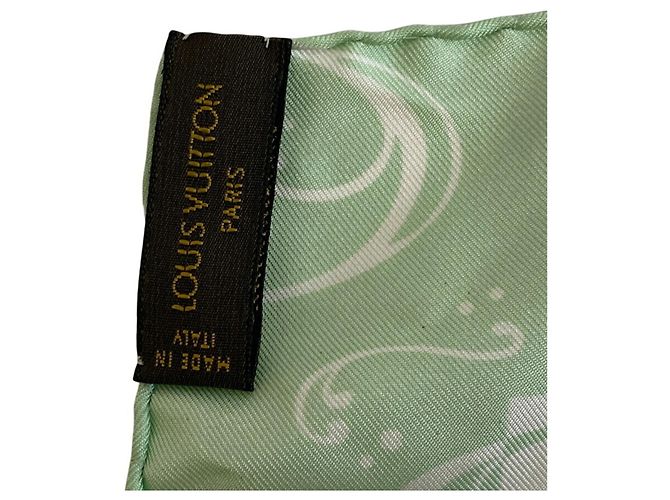 Foulard in seta Louis Vuitton Bianco Verde chiaro - vista 6