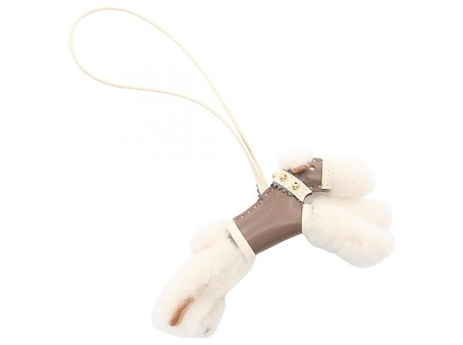 Hermès Accessorio Hermes Buddy Charm Etoupe Stud Marrone Bianco - vista 2