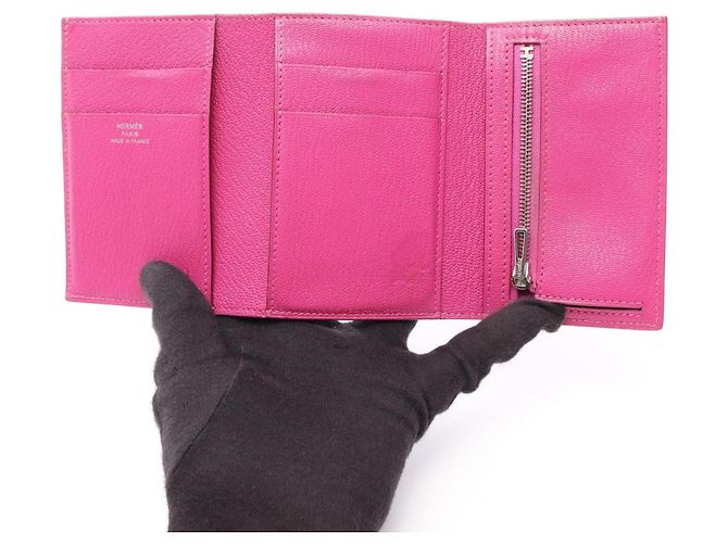 Hermès Cartera tri-fold Hermes Bearn Combination Magnolia Rosa - vista 3