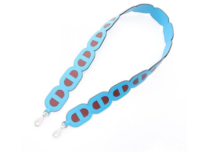 Hermès Hermes Bandoulière Maillon Chaine d'Ancre Shoulder Strap Blu Bordò - vista 2