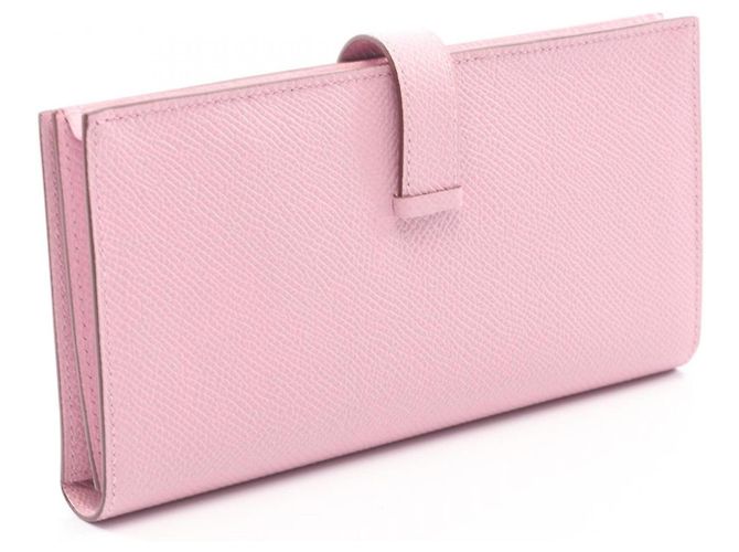 Hermès Cartera larga bi-fold Hermes Bearn Soufflé Mauve Sylvestre Rosa - vista 2