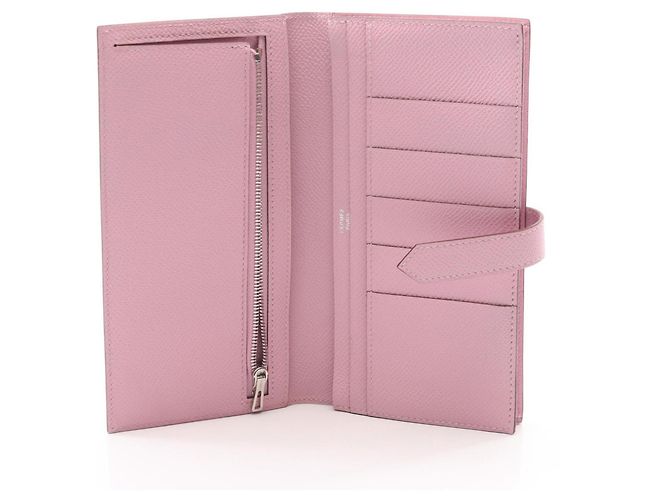 Hermès Cartera larga bi-fold Hermes Bearn Soufflé Mauve Sylvestre Rosa - vista 3