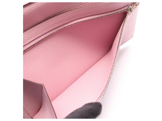 Hermès Cartera larga bi-fold Hermes Bearn Soufflé Mauve Sylvestre Rosa - vista 6