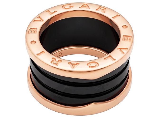 Anello Bulgari, "B.ZERO1" in oro giallo e ceramica nera. - vista 2