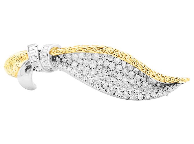 Autre Marque Broche, ouro de dois tons e diamantes. - vista 3
