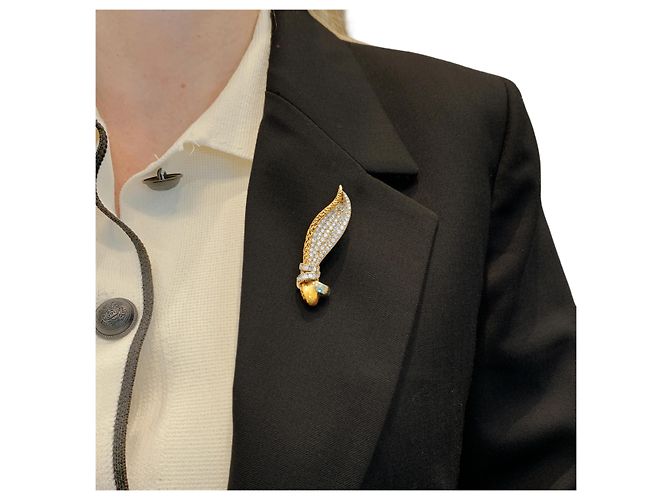 Autre Marque Broche, ouro de dois tons e diamantes. - vista 5