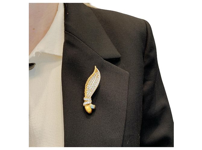 Autre Marque Broche, ouro de dois tons e diamantes. - vista 6