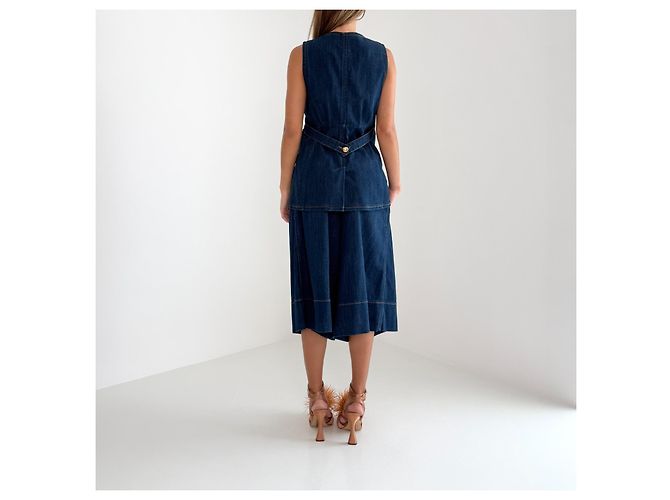 Louis Vuitton Resort 2013 Denim Weste & Culottes Set Blau - Ansicht 16