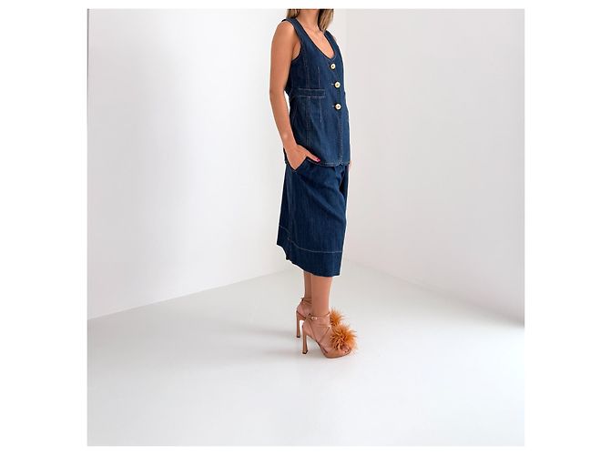 Louis Vuitton Resort 2013 Denim Weste & Culottes Set Blau - Ansicht 2