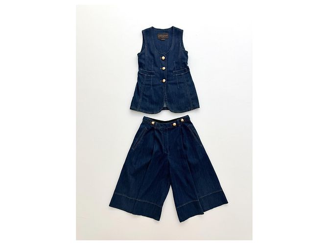 Louis Vuitton Resort 2013 Denim Weste & Culottes Set Blau - Ansicht 3