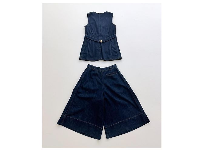 Louis Vuitton Resort 2013 Denim Weste & Culottes Set Blau - Ansicht 4