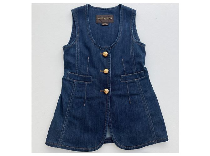 Louis Vuitton Resort 2013 Denim Weste & Culottes Set Blau - Ansicht 6
