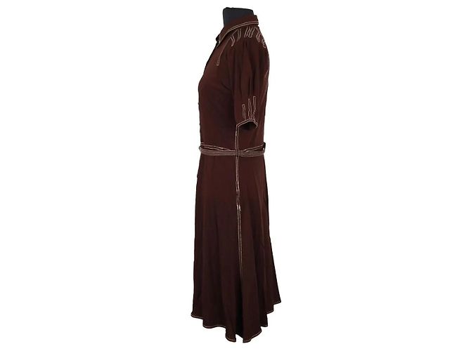 Hermès Kleid braun aus Viskose M - Ansicht 3