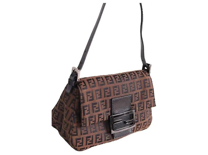 Borsa a tracolla Fendi marrone sintetica - vista 2