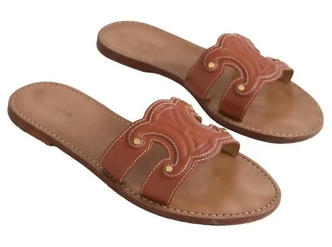 Mules Marina in pelle marrone Céline - vista 3