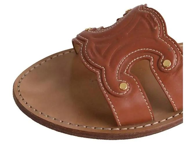 Mules Marina in pelle marrone Céline - vista 4