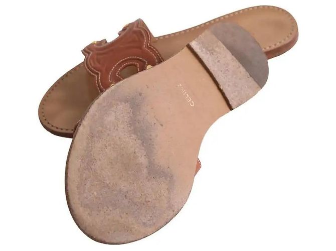 Mules Marina in pelle marrone Céline - vista 7