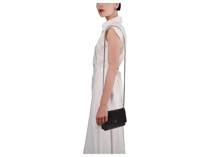 Borsa CHANEL Wallet on Chain in Pelle Nera - 103857 Nero - vista 13
