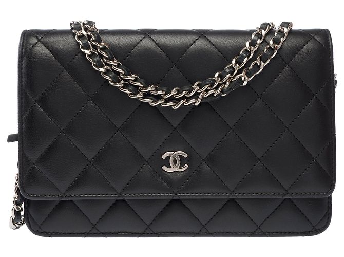 Borsa CHANEL Wallet on Chain in Pelle Nera - 103857 Nero - vista 3