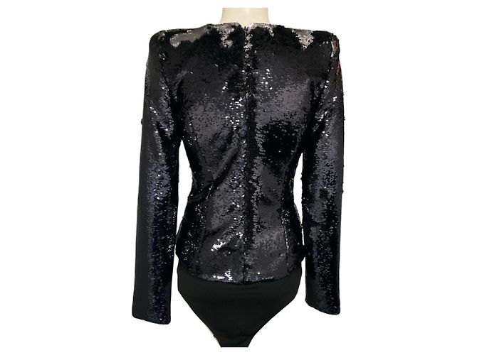 Body a maniche lunghe con paillettes blu navy Alexandre Vauthier - vista 3
