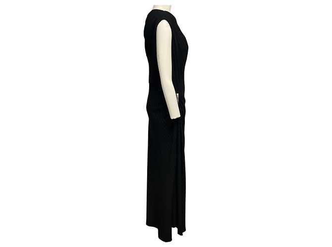 Autre Marque Vestido asimétrico Lowery de rayas diplomáticas negras / blancas Brandon Maxwell Negro - vista 2