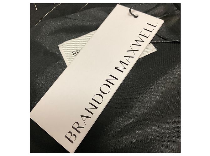 Autre Marque Vestido asimétrico Lowery de rayas diplomáticas negras / blancas Brandon Maxwell Negro - vista 6
