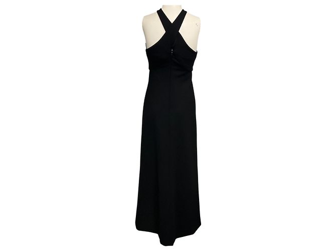 Autre Marque Rosetta Getty Black Ärmelloses Midi-Kleid mit Überkreuz-Ausschnitt - Ansicht 3