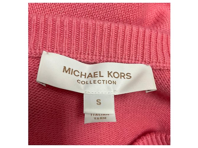 Michael Kors Collection Kaschmirpullover in Geranium Pink mit gerafften Ärmeln - Ansicht 4